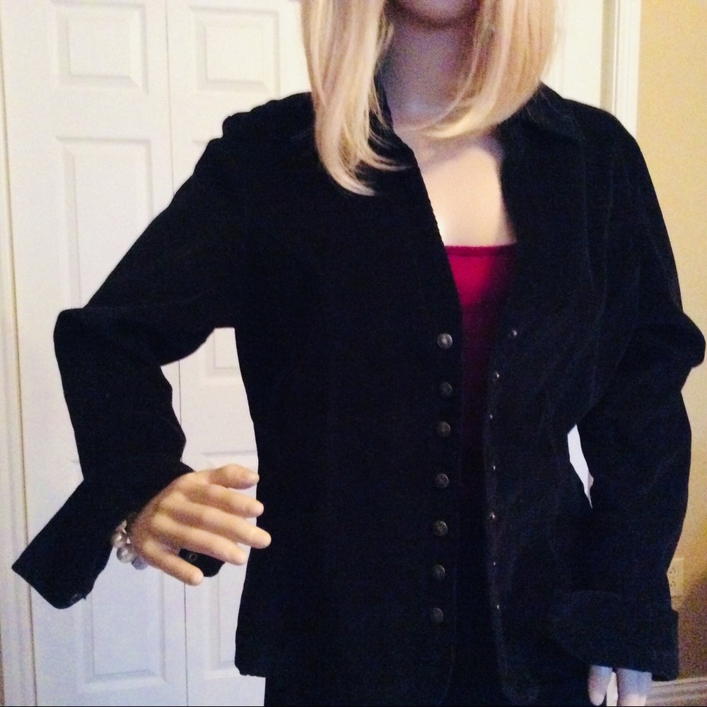 Women’s Black Corduroy Button Up Jacket Sz M